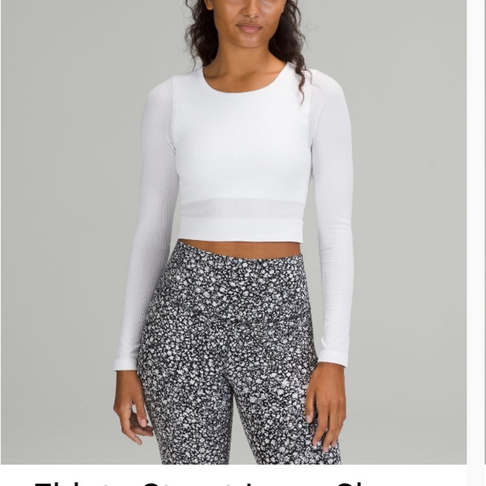 White Ebb to street Lululemon Long Sleeve Crop Top